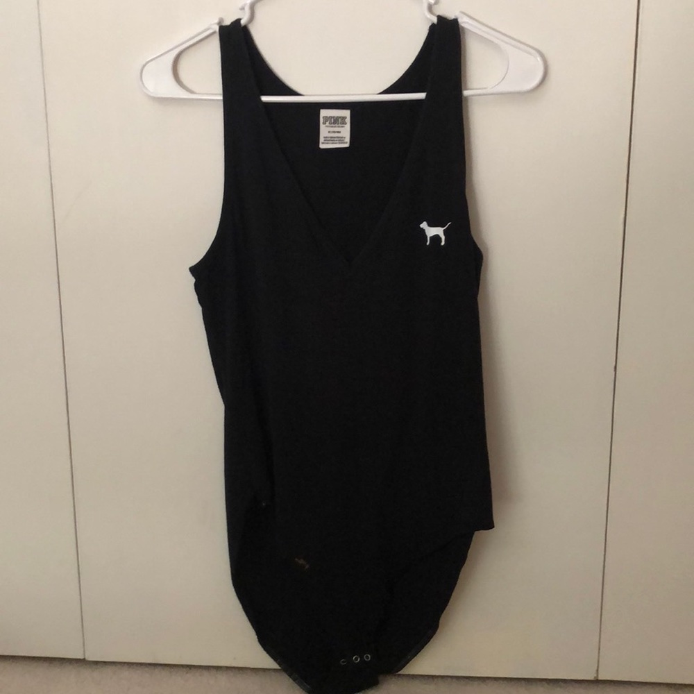 Victoria’s Secret Pink black v neck bodysuit